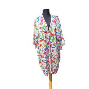L.A INTIMATES White Floral Robe Wrap Lingerie Large